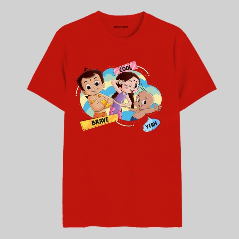 Cool Brave Yeah Chhota Bheem Round Neck Unisex T-Shirt