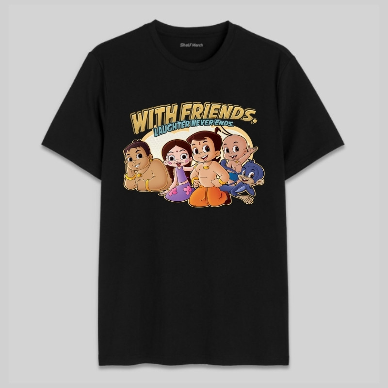 With Friends, Laughter Never Ends Round Neck Unisex T-Shirt