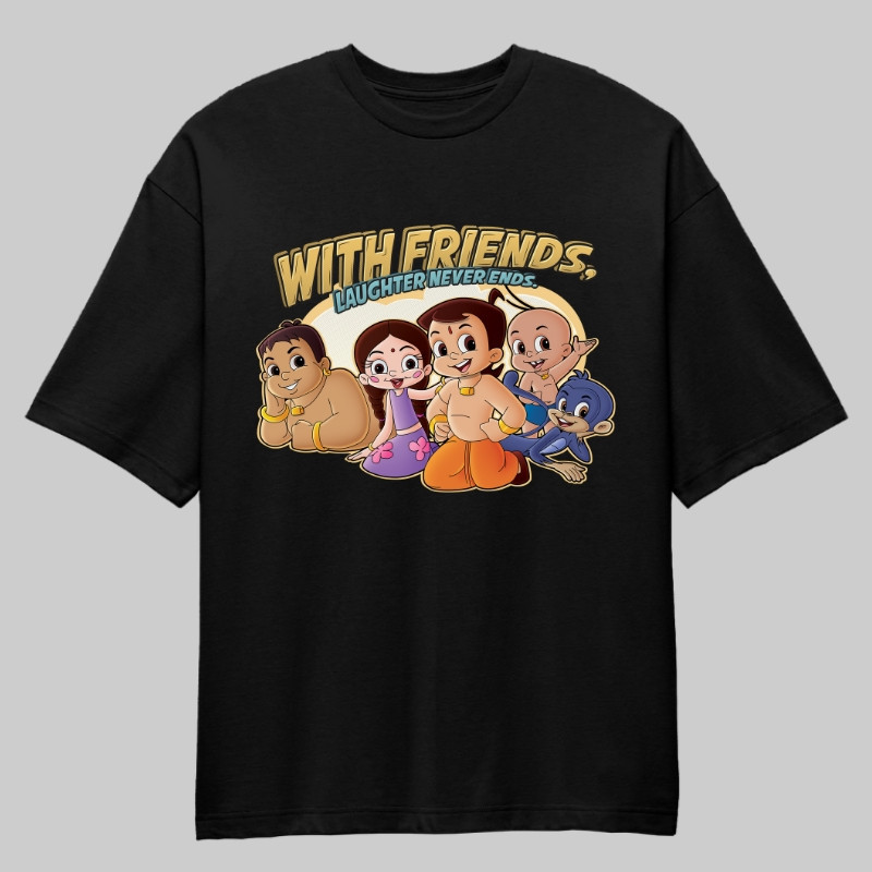 With Friends, Laughter Never Ends Oversized Unisex T-Shirt